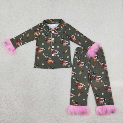 Sibling Baby Kids Ducks Calls Flowers Hunting Pajamas Sets Blanked