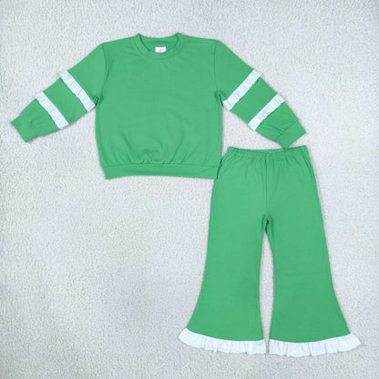 Sibling Baby Girls Ruffle Long Sleeve Shirts Tops Flare Pants Cotton Clothes Sets