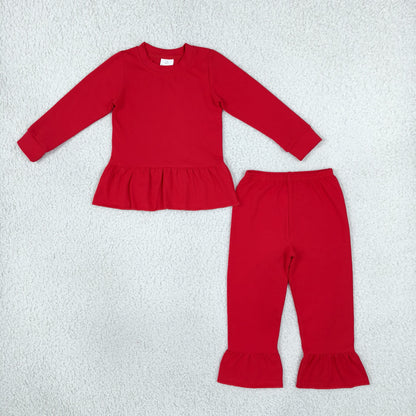 Sibling Baby Girls Long Sleeve Tunic Ruffle Pant Cotton Clothes Sets