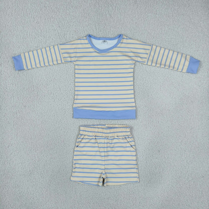 Sibling Baby Girls Long Sleeves Stripe Top Short Yoga Active Clothes Sets