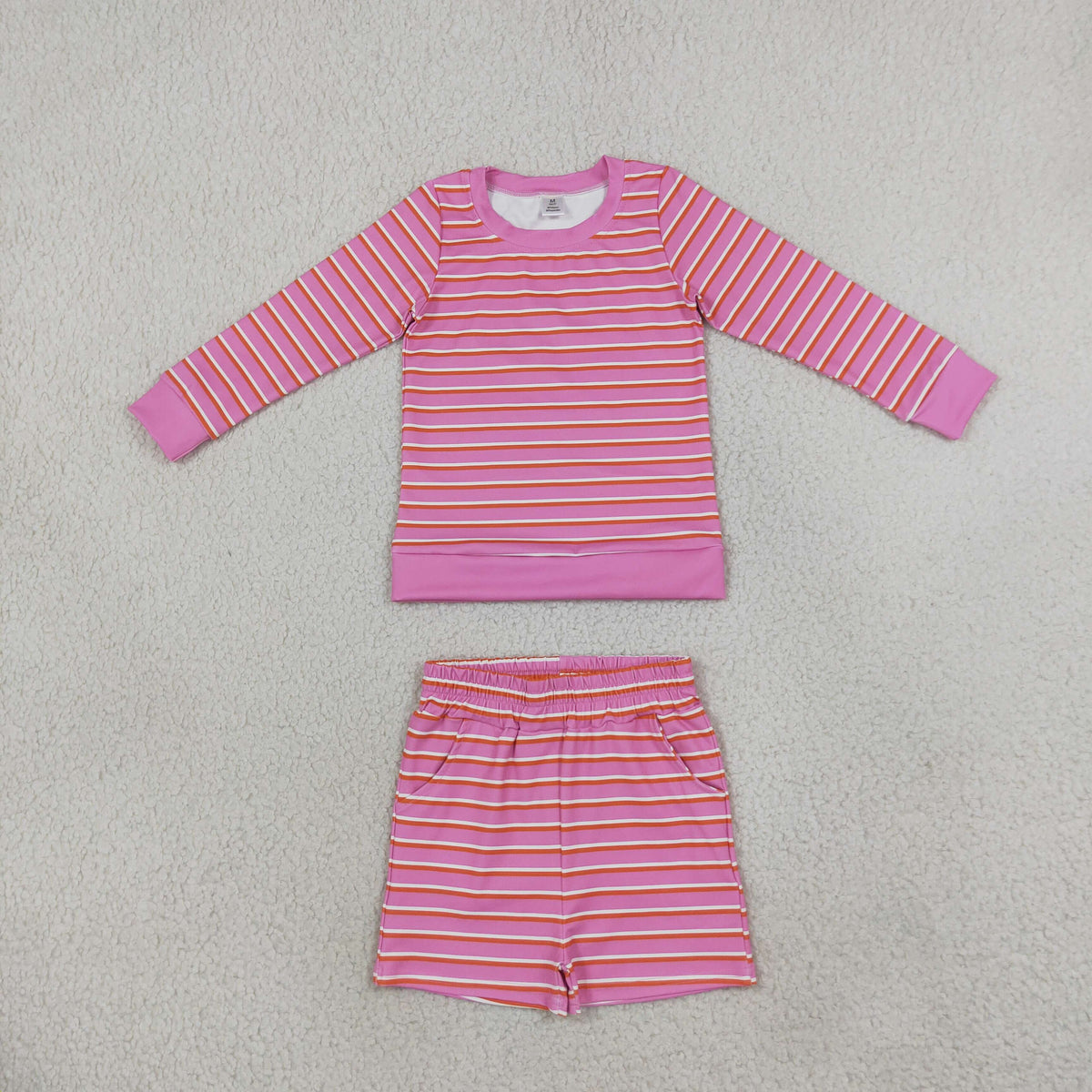 Sibling Baby Girls Long Sleeves Stripe Top Short Yoga Active Clothes Sets