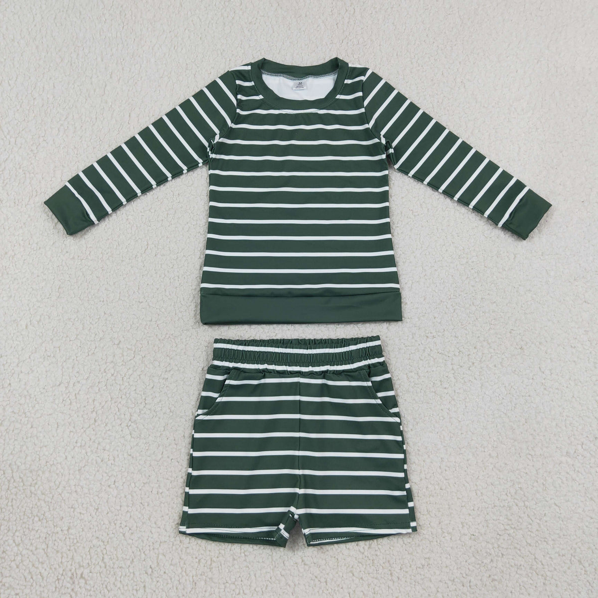 Sibling Baby Girls Long Sleeves Stripe Top Short Yoga Active Clothes Sets