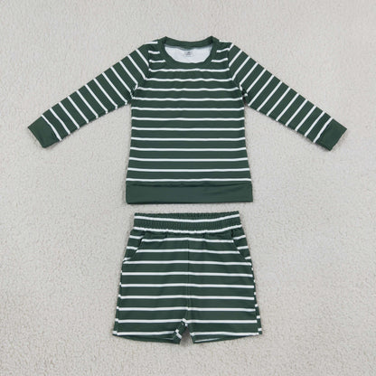 Sibling Baby Girls Long Sleeves Stripe Top Short Yoga Active Clothes Sets