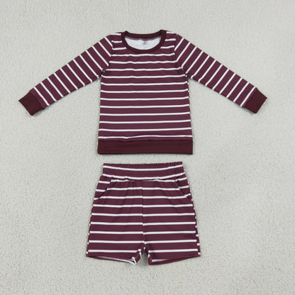 Sibling Baby Girls Long Sleeves Stripe Top Short Yoga Active Clothes Sets