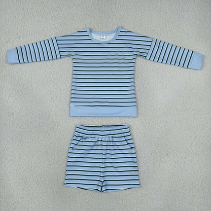 Sibling Baby Girls Long Sleeves Stripe Top Short Yoga Active Clothes Sets