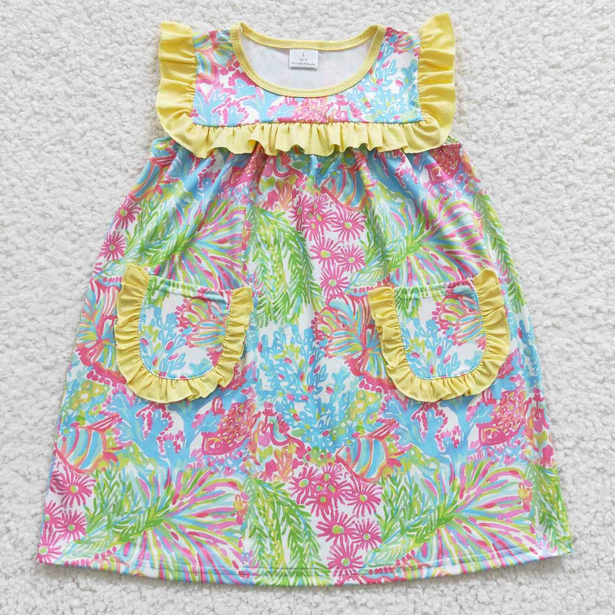 Sibling Baby Girls Flowers Checked Ruffle Knee Length Dresses