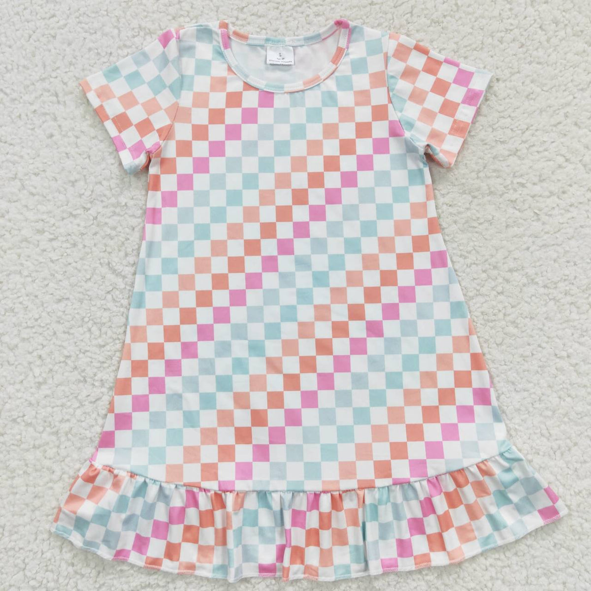 Sibling Baby Girls Flowers Checked Ruffle Knee Length Dresses