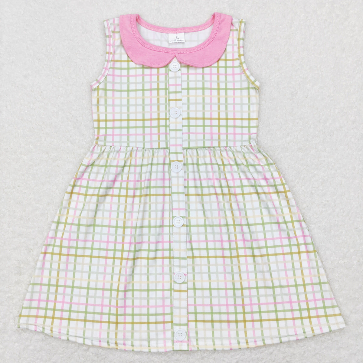 Sibling Baby Girls Stripe Checked Ruffle Sleeve Knee Length Dresses