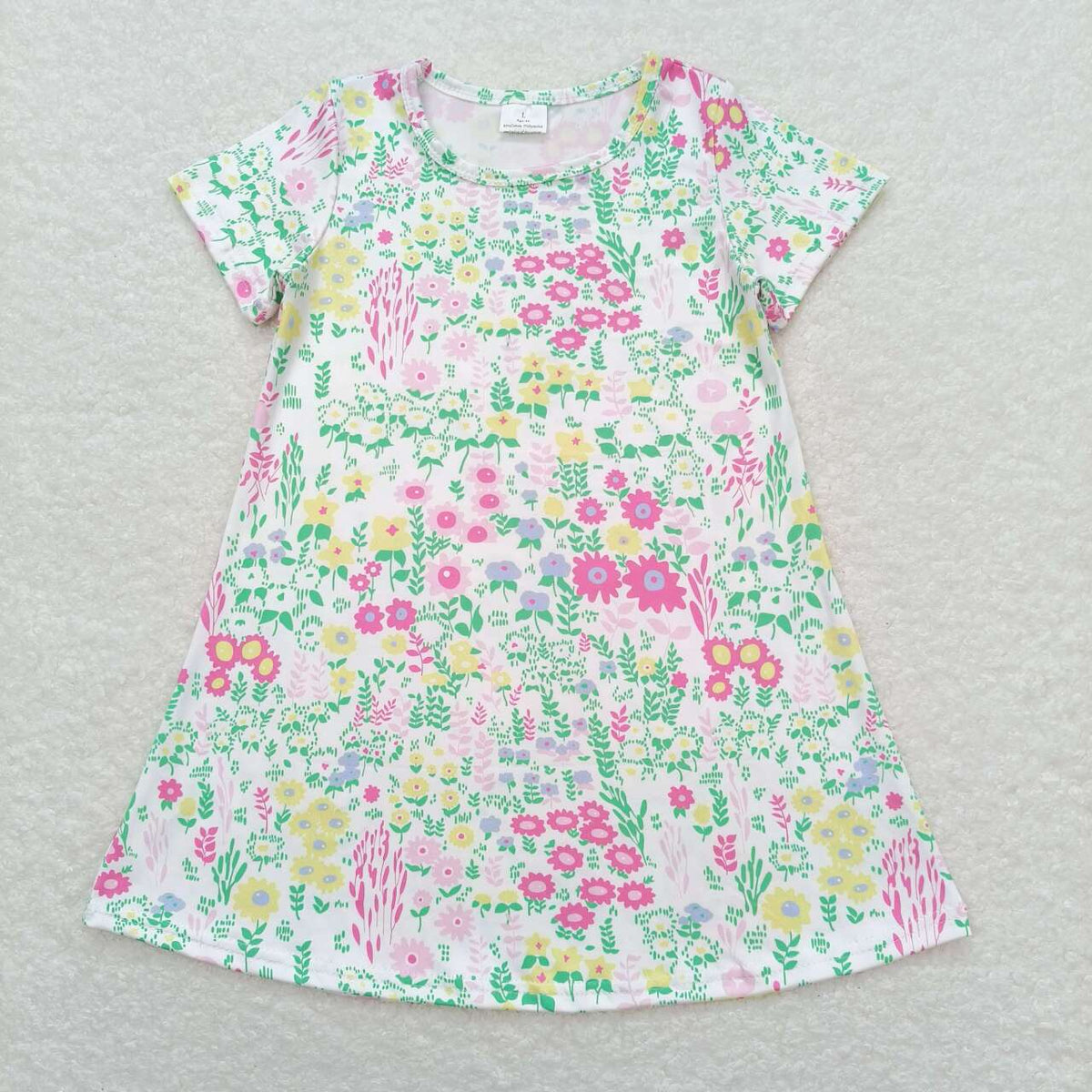 Sibling Baby Girls Flowers Checked Ruffle Knee Length Dresses