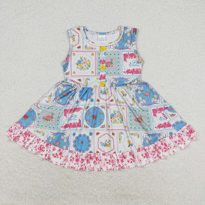 Sibling Baby Girls White Flowers Dresses Pajamas Outfits