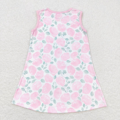 Sibling Baby Girls Flowers Checked Ruffle Knee Length Dresses
