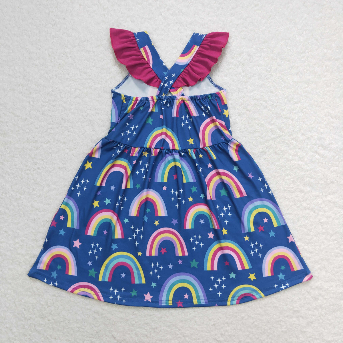 Sibling Baby Girls Flowers Plaid Button Pockets Ruffle Knee Length Dresses