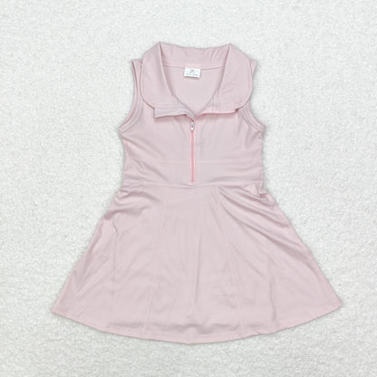 Sibling Baby Girls Sleeveless Colorful Back Zip Short Yoga Active Knee Length Dress