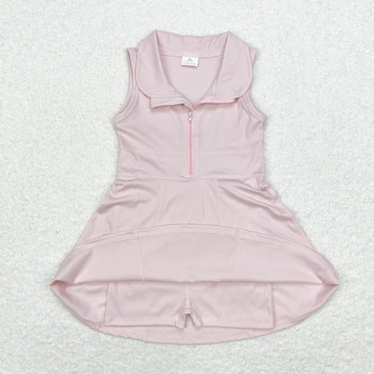 Sibling Baby Girls Sleeveless Colorful Back Zip Short Yoga Active Knee Length Dress