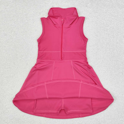 Sibling Baby Girls Sleeveless Colorful Back Zip Short Yoga Active Knee Length Dress