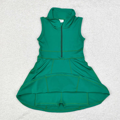 Sibling Baby Girls Sleeveless Colorful Back Zip Short Yoga Active Knee Length Dress