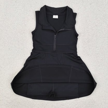 Sibling Baby Girls Sleeveless Colorful Back Zip Short Yoga Active Knee Length Dress