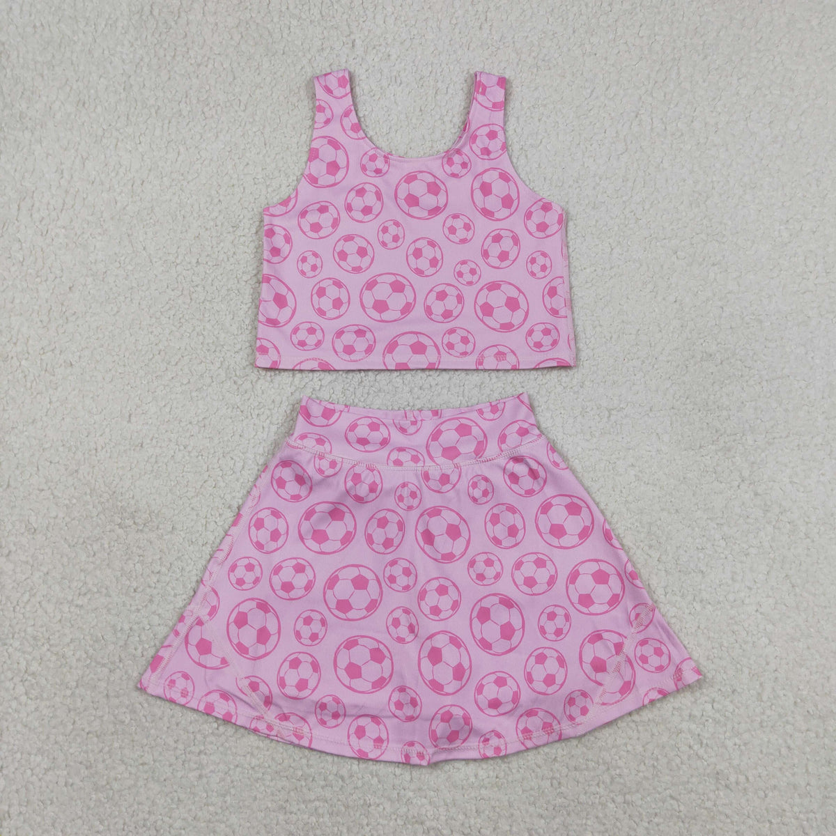Sibling Baby Girls Footballs Skirt Short Yoga Active Clothes Set Button Short Team Pajamas Sets