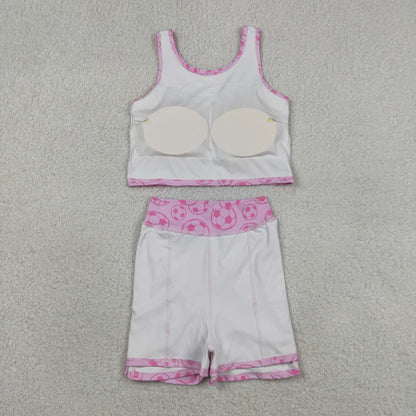 Sibling Baby Girls Footballs Skirt Short Yoga Active Clothes Set Button Short Team Pajamas Sets