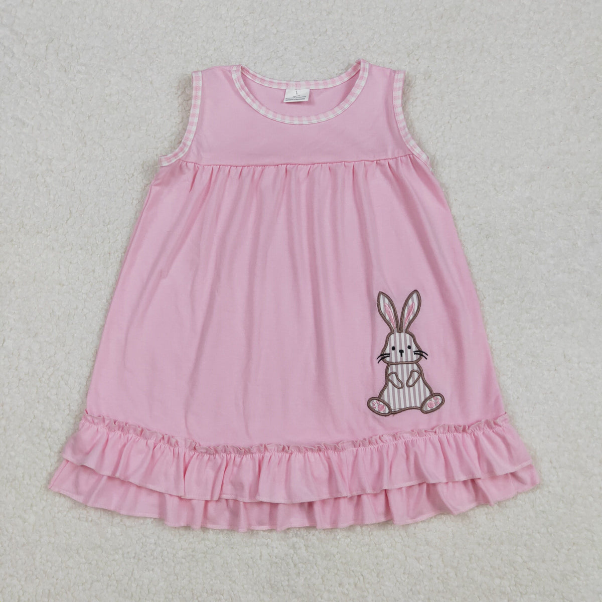 Sibling Baby Kids Embroidery Stripe Rabbits Easter Ruffle Knee Length Dress Shorts Romper