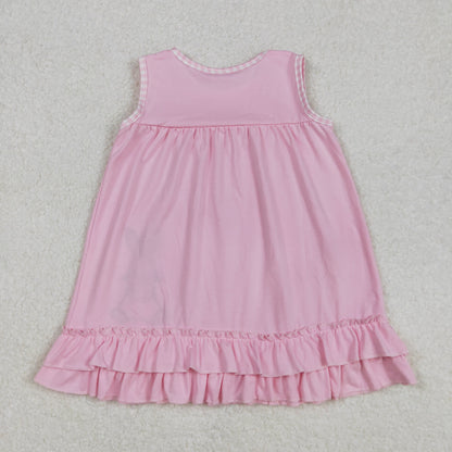 Sibling Baby Kids Embroidery Stripe Rabbits Easter Ruffle Knee Length Dress Shorts Romper