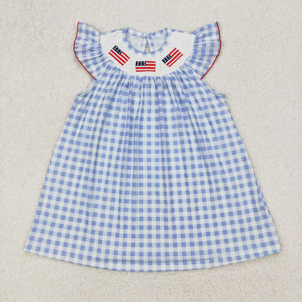 Smocked Sibling Boys Baby Girls 4th Of July Flags Rompers Dresses