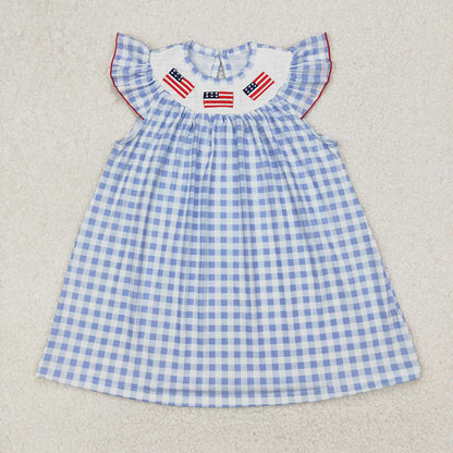 Smocked Sibling Boys Baby Girls 4th Of July Flags Rompers Dresses