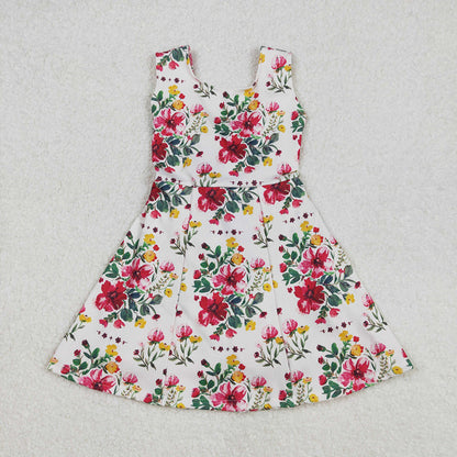 Sibling Baby Girls Colorful Flowers Active Yoga Active Knee Length Dresses