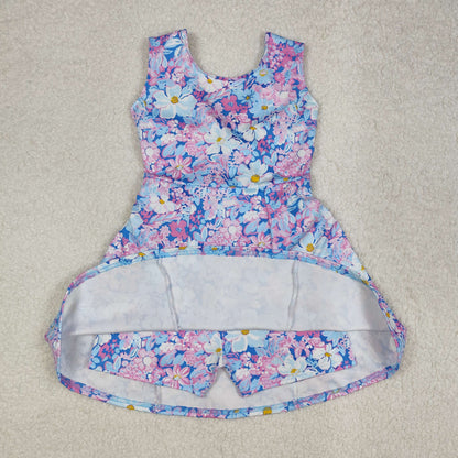 Sibling Baby Girls Colorful Flowers Active Yoga Active Knee Length Dresses