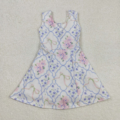 Sibling Baby Girls Colorful Flowers Active Yoga Active Knee Length Dresses