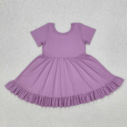 Sibling Baby Girls Round Collar Ruffle Knee Length Dresses