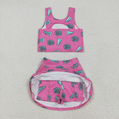 Sibling Baby Girls Football Baseball Cheer Yoga Active Wear Top Shorts Skirts Clothes Sets