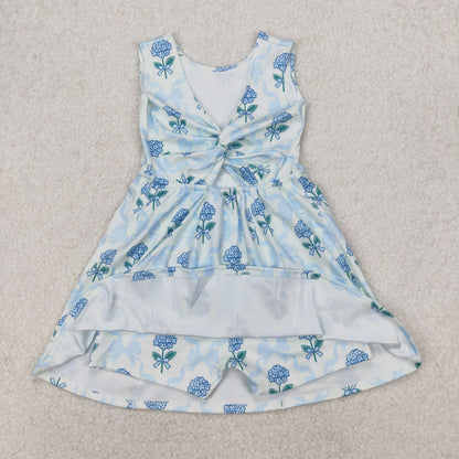 Sibling Baby Girls Colorful Flowers Active Yoga Active Knee Length Dresses