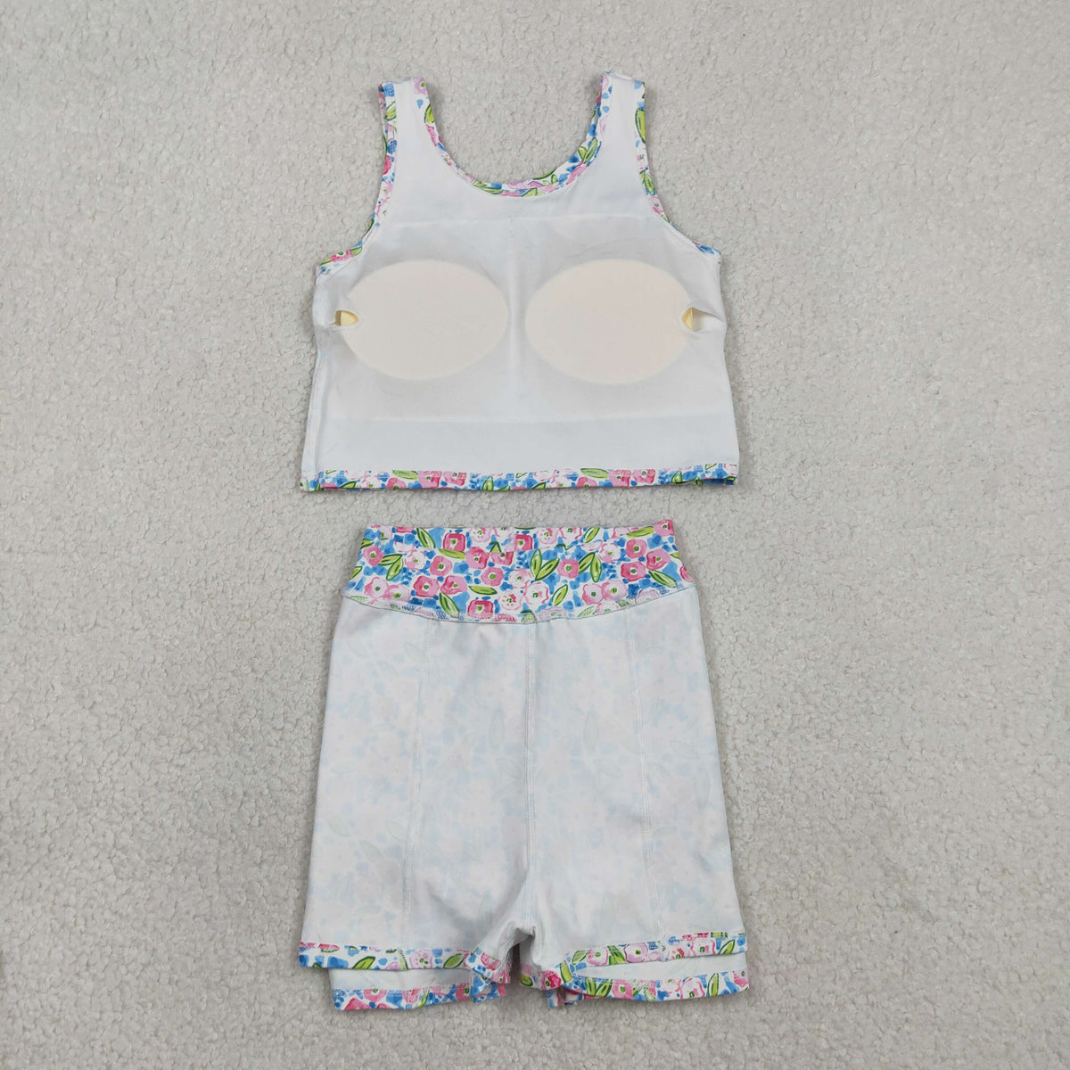 Sibling Baby Girls Flowers Bows Sleeveless Vest Yoga Athletic Skorts Sets