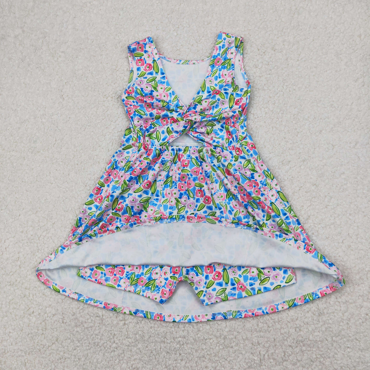 Sibling Baby Girls Colorful Flowers Active Yoga Active Knee Length Dresses