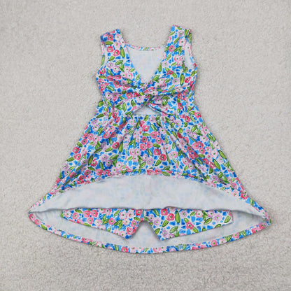 Sibling Baby Girls Colorful Flowers Active Yoga Active Knee Length Dresses