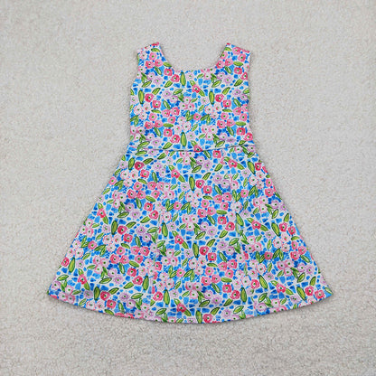 Sibling Baby Girls Colorful Flowers Active Yoga Active Knee Length Dresses