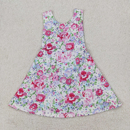 Sibling Baby Girls Colorful Flowers Active Yoga Active Knee Length Dresses