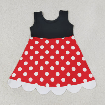 Sibling Baby Girls Sleeveless Cartoon Scallop Knee Length Dresses