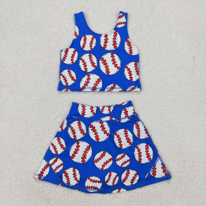 Sibling Baby Girls Football Baseball Cheer Yoga Active Wear Top Shorts Skirts Clothes Sets