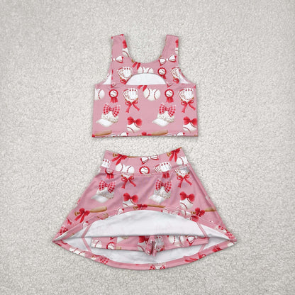 Sibling Baby Girls Football Baseball Cheer Yoga Active Wear Top Shorts Skirts Clothes Sets