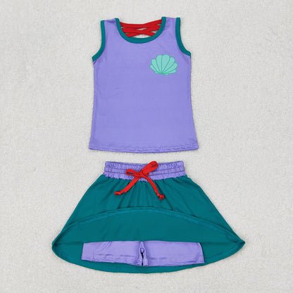 Sibling 7 Colors Baby Girls Princess Shirt Skorts Skirts Outfits