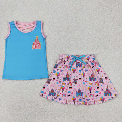 Sibling 7 Colors Baby Girls Princess Shirt Skorts Skirts Outfits