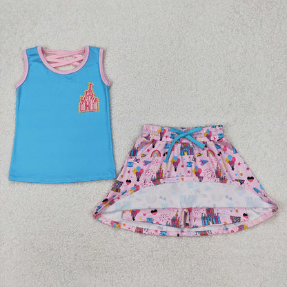 Sibling 7 Colors Baby Girls Princess Shirt Skorts Skirts Outfits