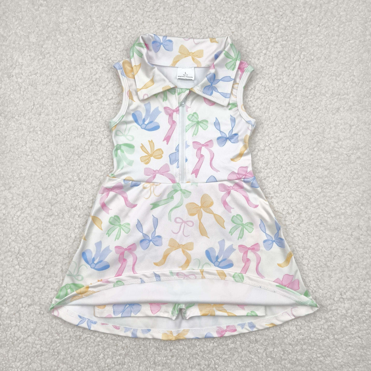 Sibling Baby Girls Colorful Bows Yoga Active Wear Skort Knee Length Dresses
