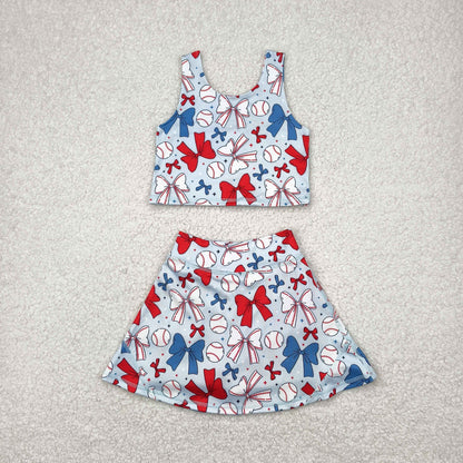 Sibling Baby Girls Football Baseball Cheer Yoga Active Wear Top Shorts Skirts Clothes Sets