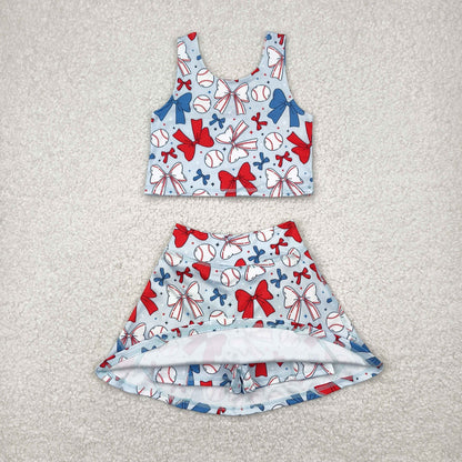 Sibling Baby Girls Football Baseball Cheer Yoga Active Wear Top Shorts Skirts Clothes Sets
