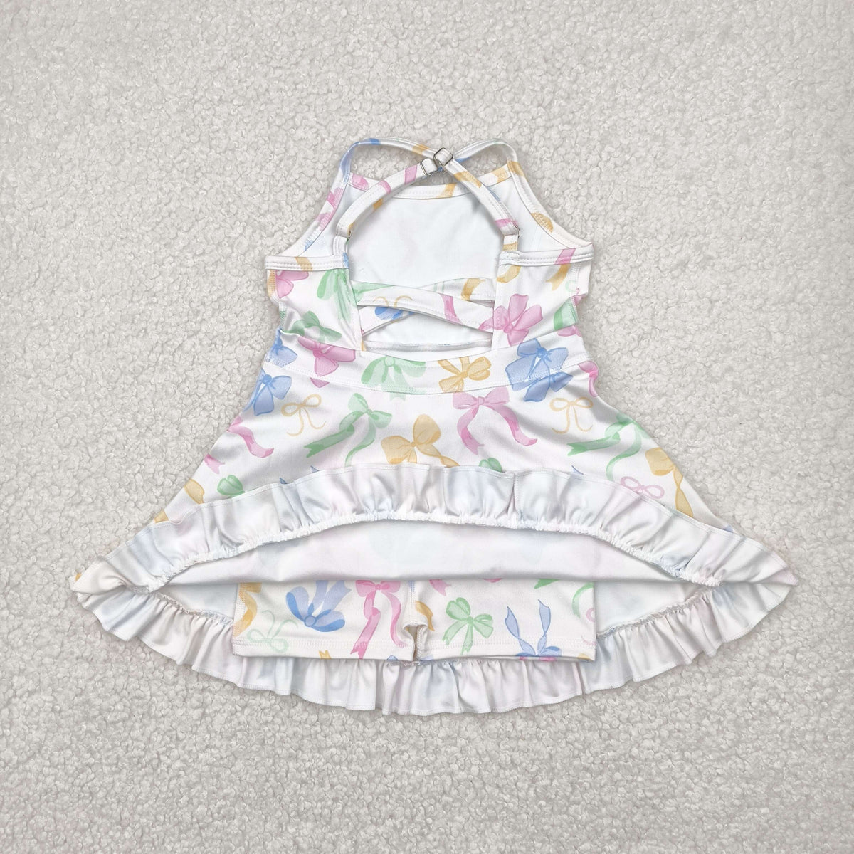 Sibling Baby Girls Colorful Bows Yoga Active Wear Skort Knee Length Dresses