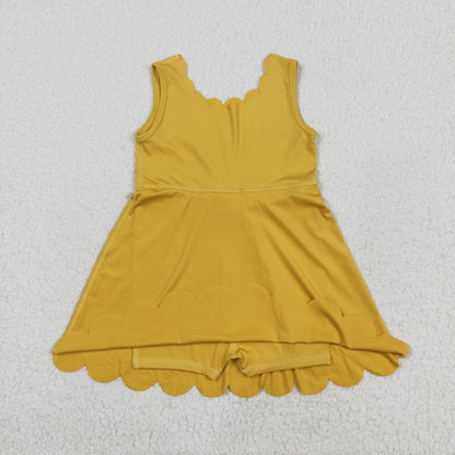Sibling Baby Girls Sleeveless Activity Wear Yoga Ruffle Knee Length Dresses