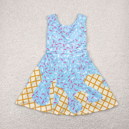 Sibling Baby Girls Boys Blue Ice-cream Drip Shorts Dresses Shirts
